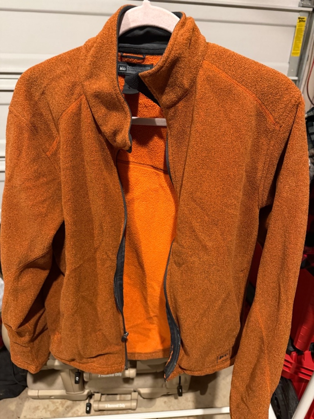 REI Bright Orange Sherpa Fleece Jacket